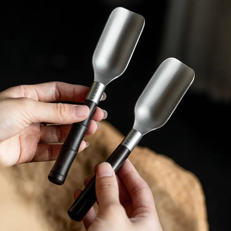 物姿纯钛茶勺子单只分茶匙茶铲投取茶叶黑檀木家用茶道六君子配件商品图