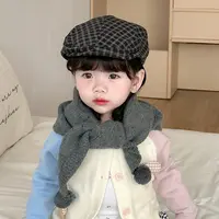 宝宝帽子鸭舌帽报童帽春秋前进帽格子复古帽子婴幼儿出游INS