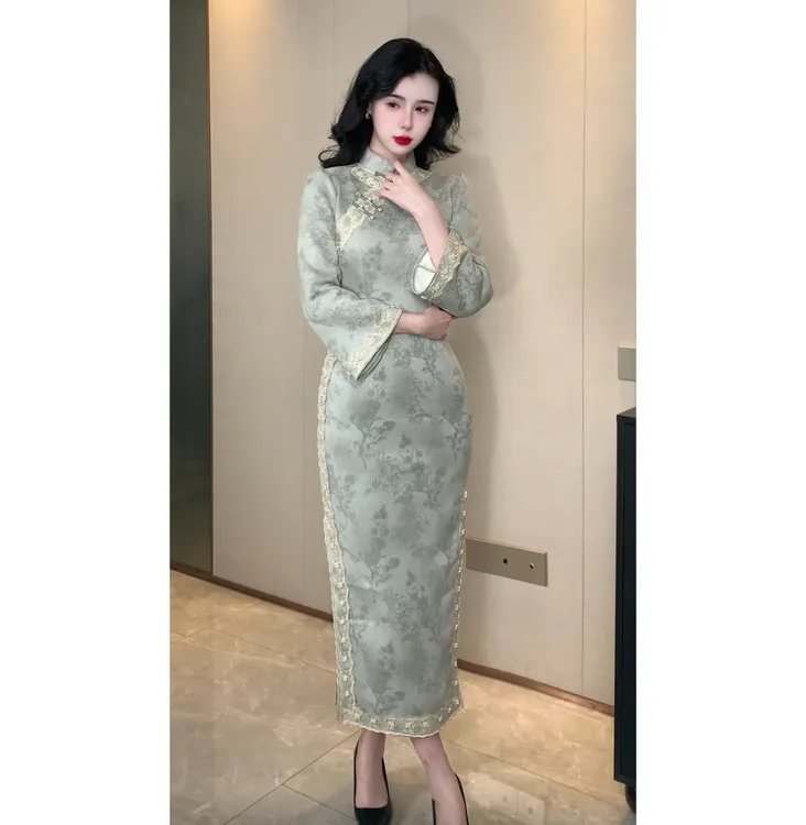 【千雪】冬季新款加厚国风少女旗袍日常修身显瘦优雅旗袍连衣裙