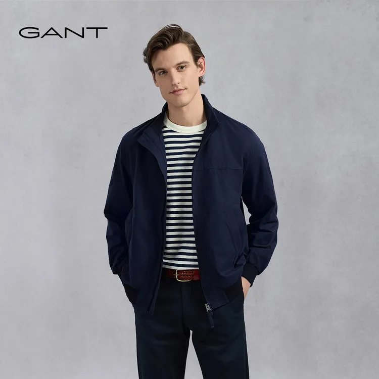 【哈灵顿夹克】GANT/甘特男士工装立领罗纹袖美式休闲男装外套