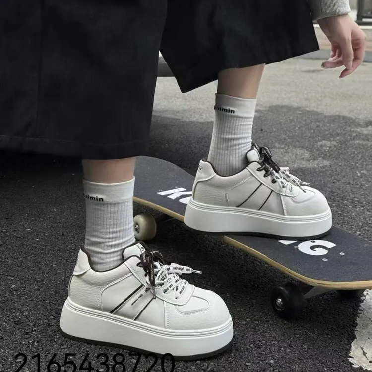 厚底加绒小白鞋系带款轻便软底