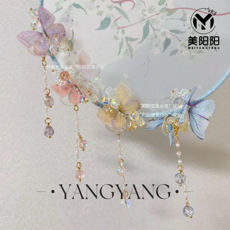 阳阳专属原创设计-蝴蝶仙子小边夹水晶发夹刘海抓夹重工小众气质仙女风