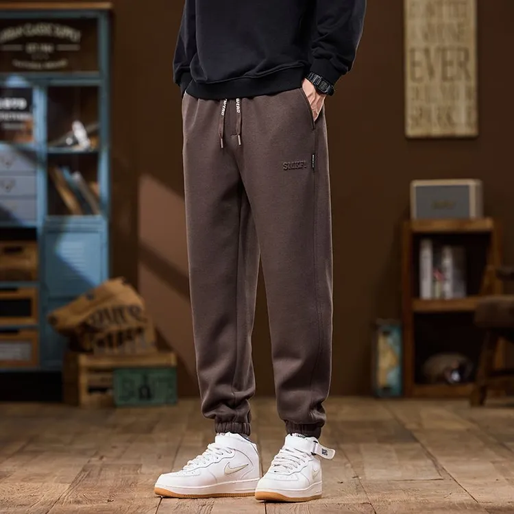 男士休闲裤2025秋冬新款宽松加绒哈伦束脚美式潮牌卫裤加厚裤子男