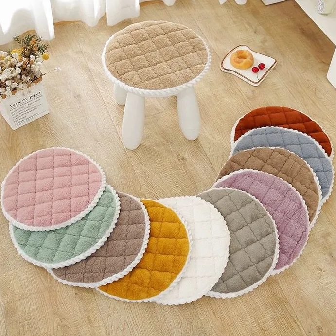 圆形毛绒加厚坐垫幼儿园椅子垫子圆凳子垫餐桌椅垫办公室久坐屁垫