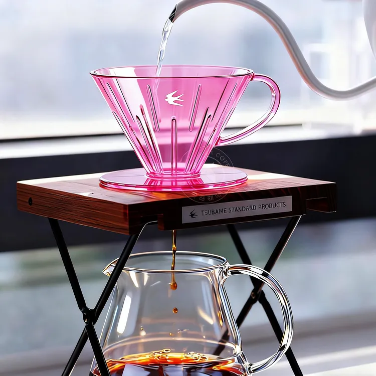 燕印日本TSUBAME咖啡滤杯V60滤杯树脂滴漏式粉色入门手冲咖啡套装