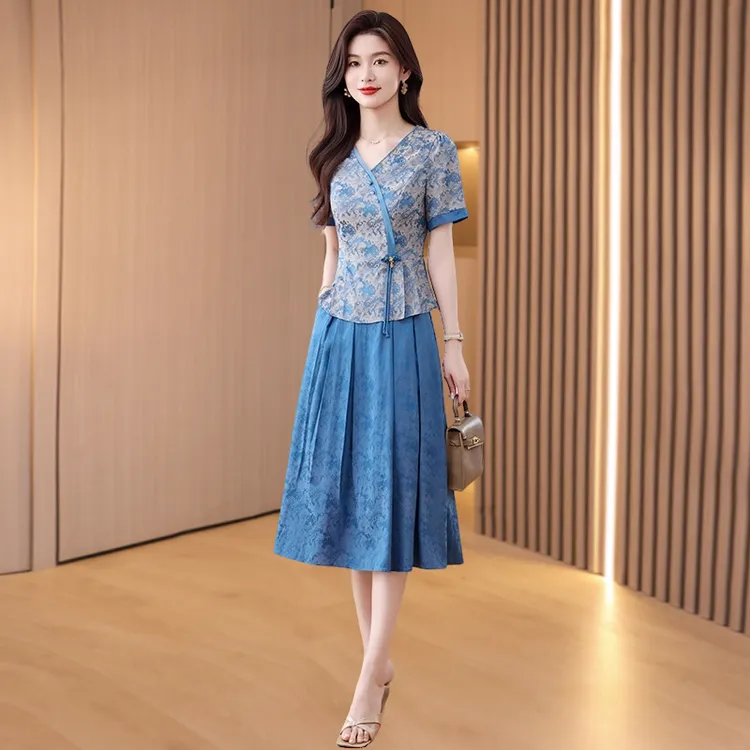 【名典圣王】新中式国风改良旗袍连衣裙女夏2025新款高端品牌妈套装