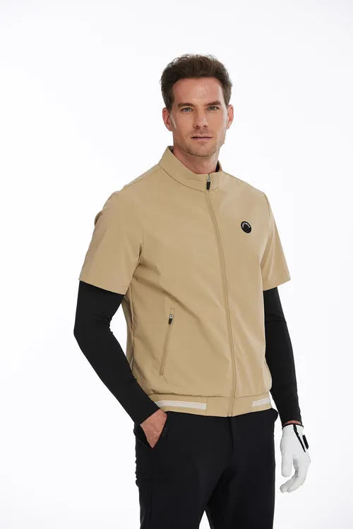 TEETIMES秋冬高尔夫男装外套防风防水半袖风衣男士马甲短袖风衣