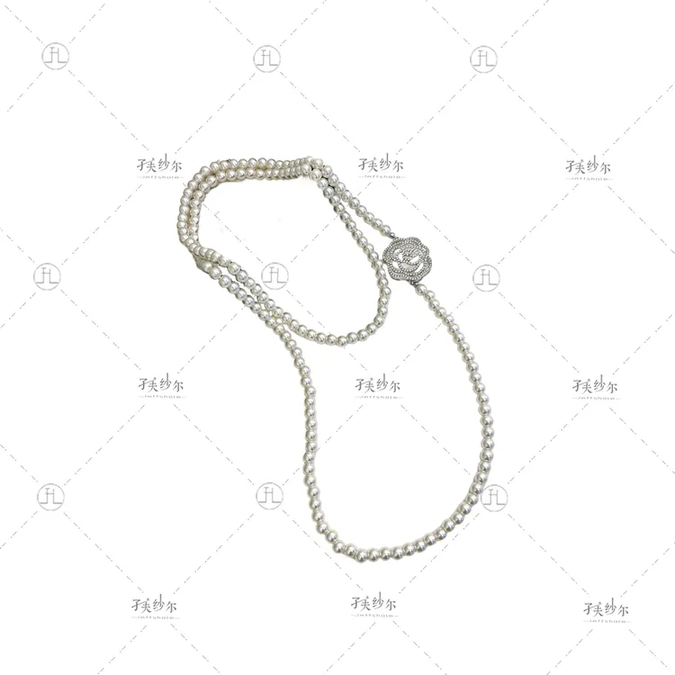 非金属仿珍珠项链 玫瑰花珍珠长款项链（长度140cm） 12805