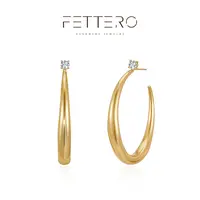 fettero 铜合金耳饰 【金色45mm白锆光面牛角耳钉】气质时尚百搭