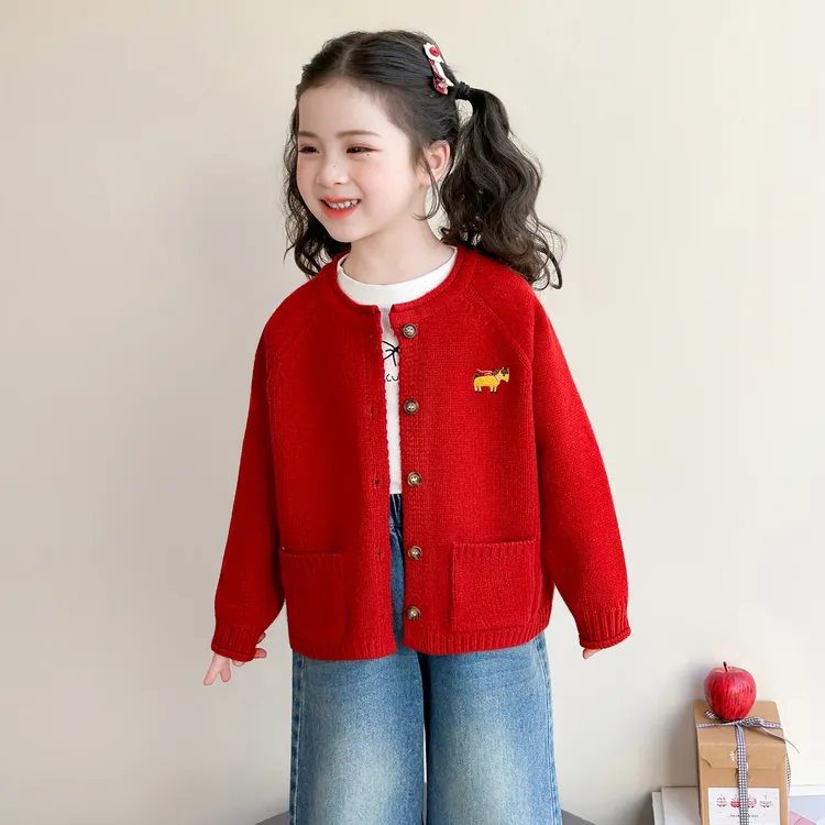 女童春秋季长袖毛衣2026新品韩版宽松小香针织衫女宝小香风开衫潮