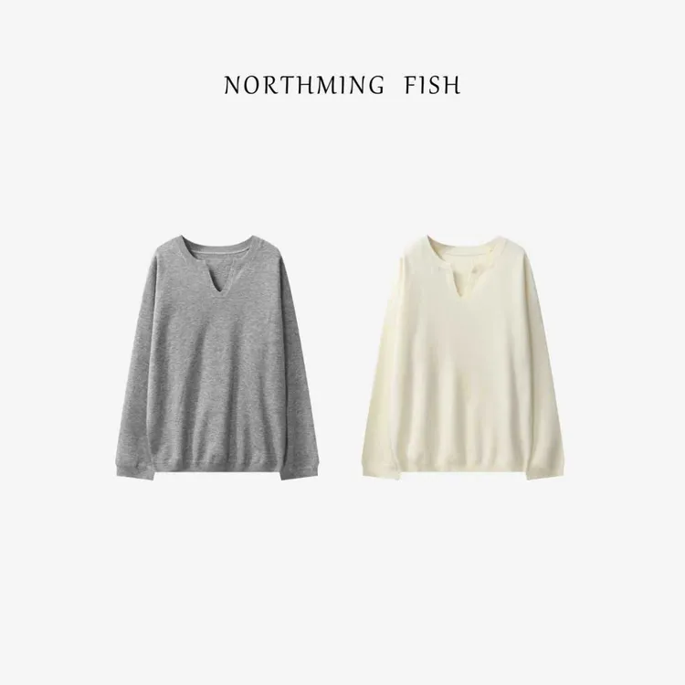 NorthMing fish「倍感轻松」休闲简约 松弛随性感V领显瘦宽松针织衫