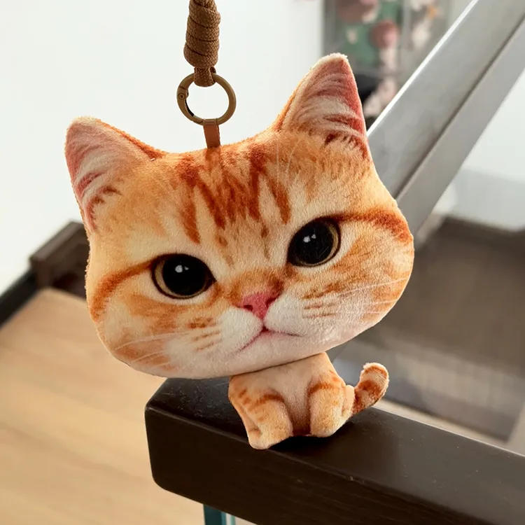 仿真大头猫咪毛绒玩偶挂件抽象猫公仔靠枕搞怪趣味钥匙扣女生礼物