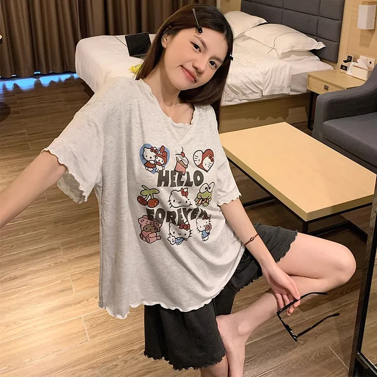 莫代尔睡衣夏季女款2025新款带胸垫短袖夏天薄款可外穿家居服套装