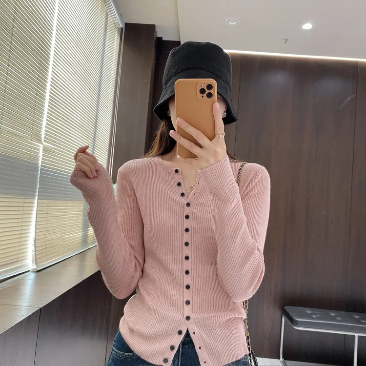 IMFLY金小金自制女装 针织衫DYW9738早秋清新百搭修身针织开衫