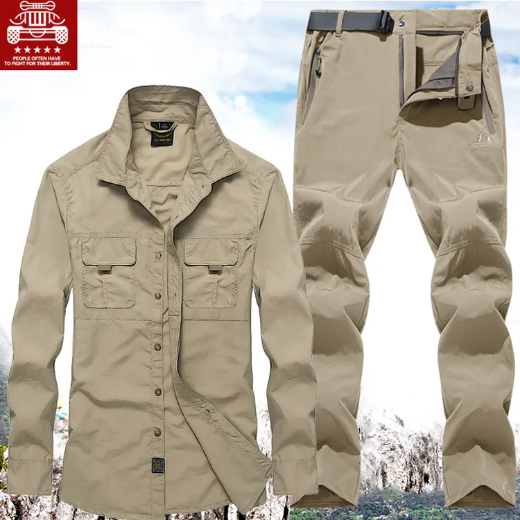 AK WARZONE夏季薄款户外速干衣裤男弹力防晒登山徒步工装套装快干