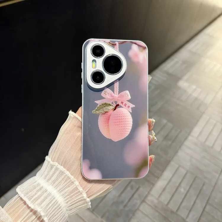 苹果/华为/oppo/vivo/小米 桃花开适用pura70肤感玻璃防摔手机壳
