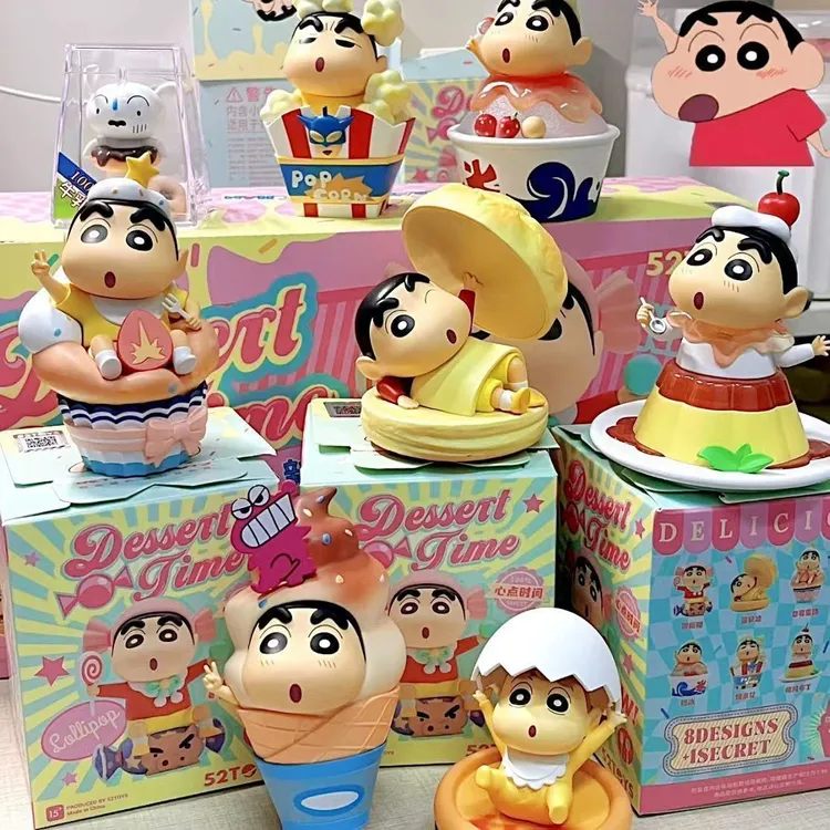 蜡笔小新盲盒手办甜品点心时间潮玩模型桌面摆件周边公仔生日礼物