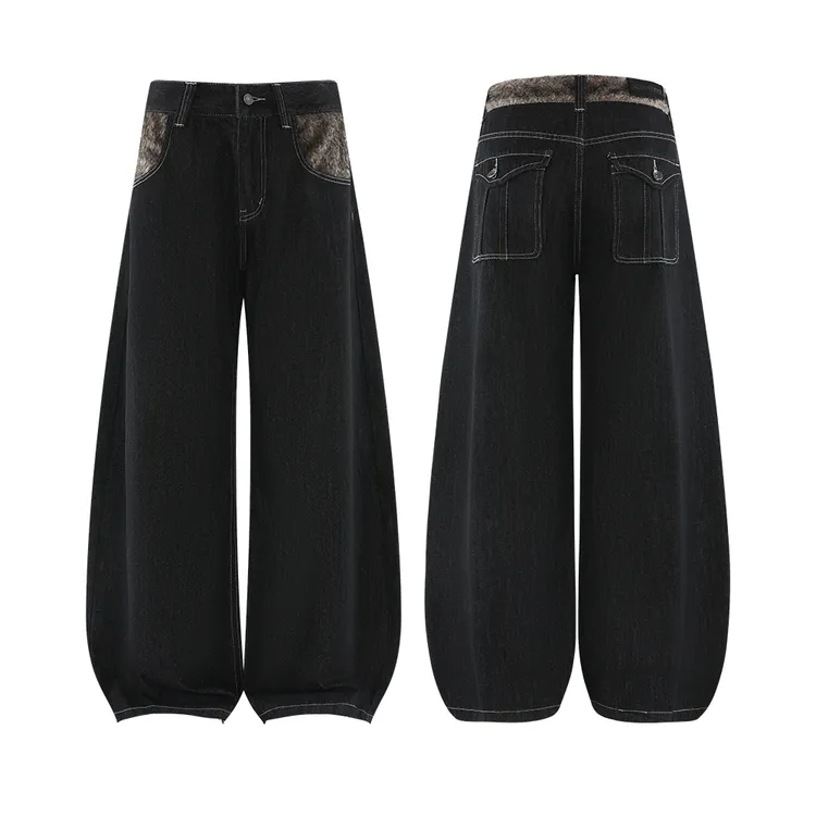 XCOK【秋冬卷毛原牛】高固色水洗微喇牛仔裤复古cleanfit直筒裤K51