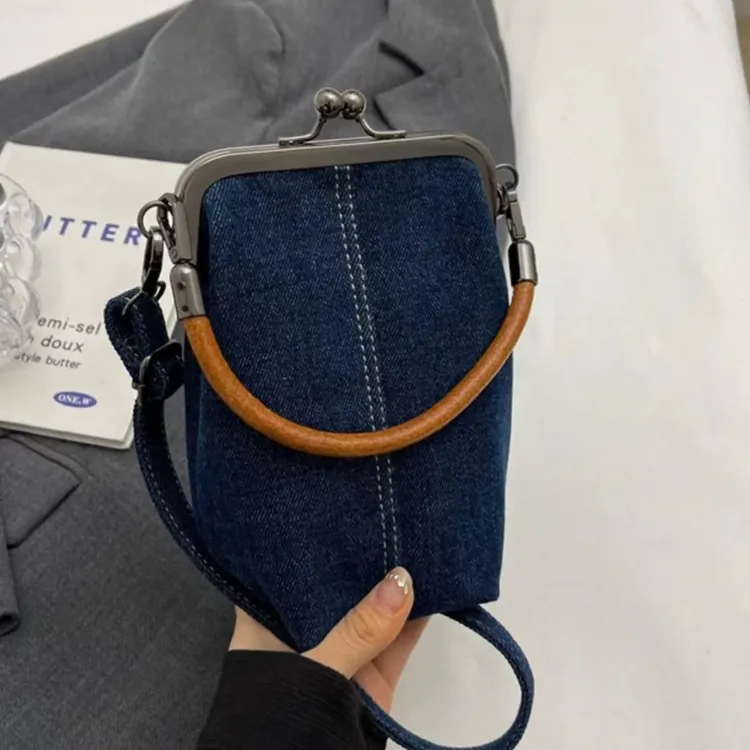 小众时尚休闲牛仔布包手机包斜挎包文艺手提包百搭通勤手工女包