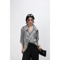 DENGDAHA「边际秘闻」休闲风 时尚千鸟格 流沙条纹衬衫SHBZXW917920