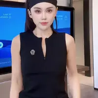 RUYIFASH金属标拉链砍袖背心