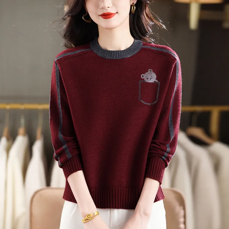 红色毛衣女款爆款2025新款秋冬大码洋气遮肚子显瘦宽松针织打底衫