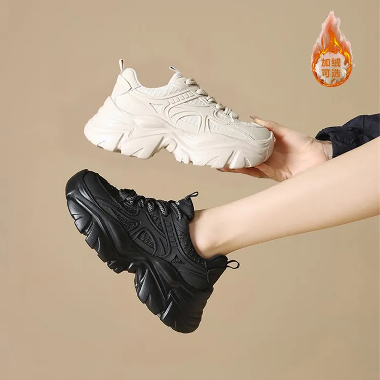 YEARCON/意尔康女鞋2025秋冬厚底加绒老爹鞋时尚百搭小香风正品