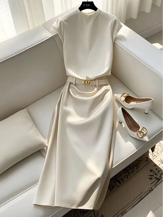 SS1198搭配一整套高端洋气减龄时尚小香风白色短袖上衣半身裙套装