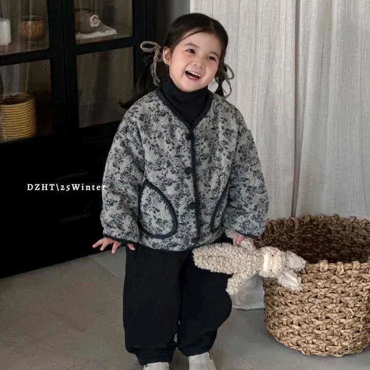 豆籽禾田女童韩版碎花棉服外套休闲款常规款