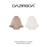 DAZIRSOA/达姿“魅力磁场”时尚百搭拼接狐狸毛洋气斗篷毛衣 AB639