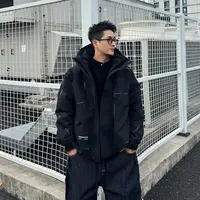 XDZZ二狗25ss冬季百搭潮流美式时尚撞色线条设计连帽羽绒服H-906