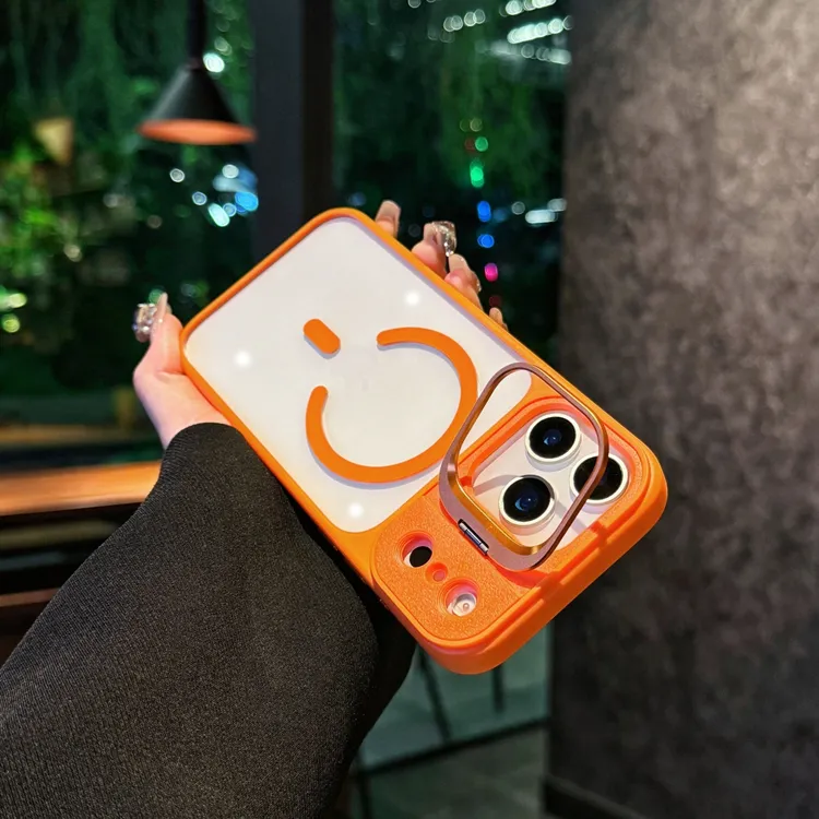 高透磁吸适用iphone17promax时尚手机壳苹果16pro/15翻盖镜头支架