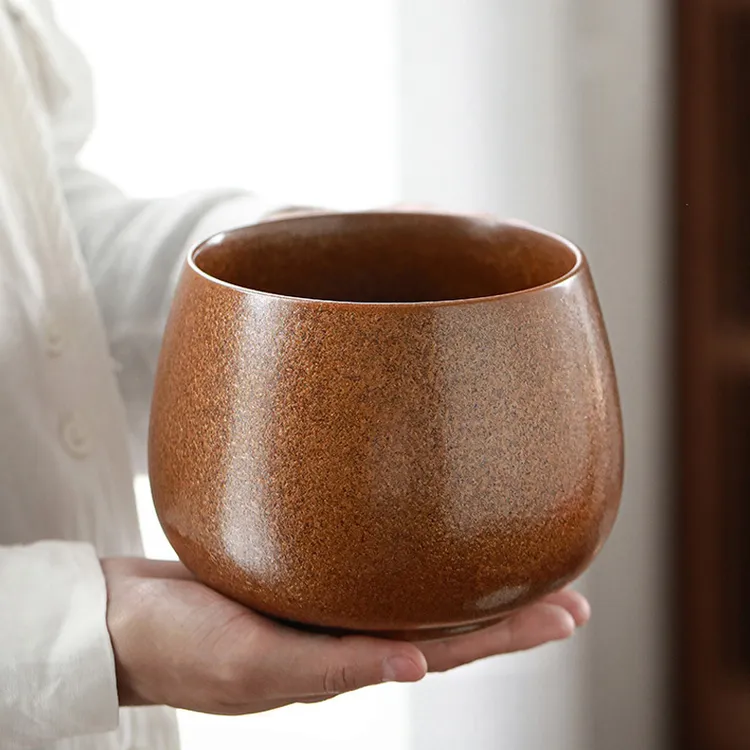 高端窑变复古茶渣缸建水小大号水盂废水桶烟灰缸茶具配件茶水缸