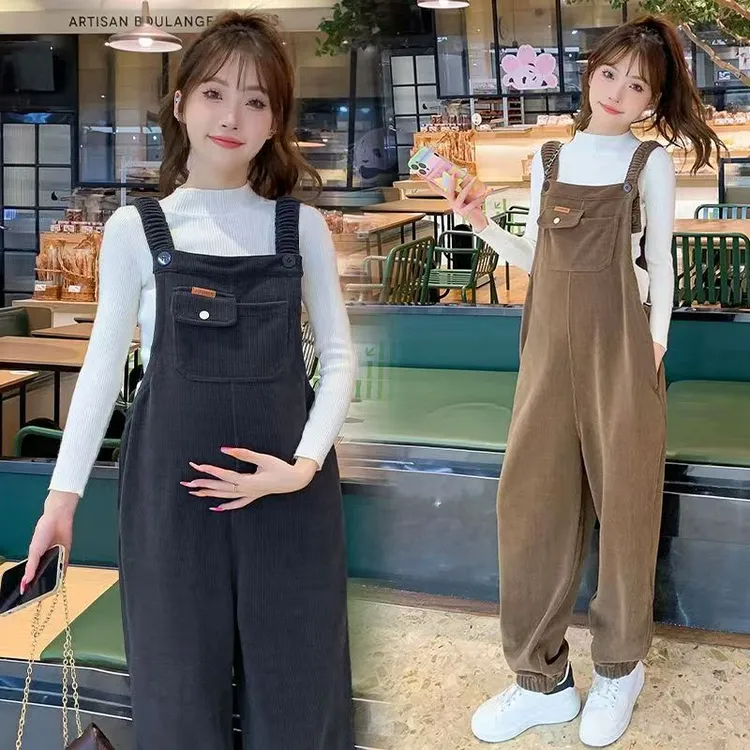 孕妇背带裤春秋装孕妇背带裤子外穿潮妈宽松显瘦裤子秋冬款孕妇裤