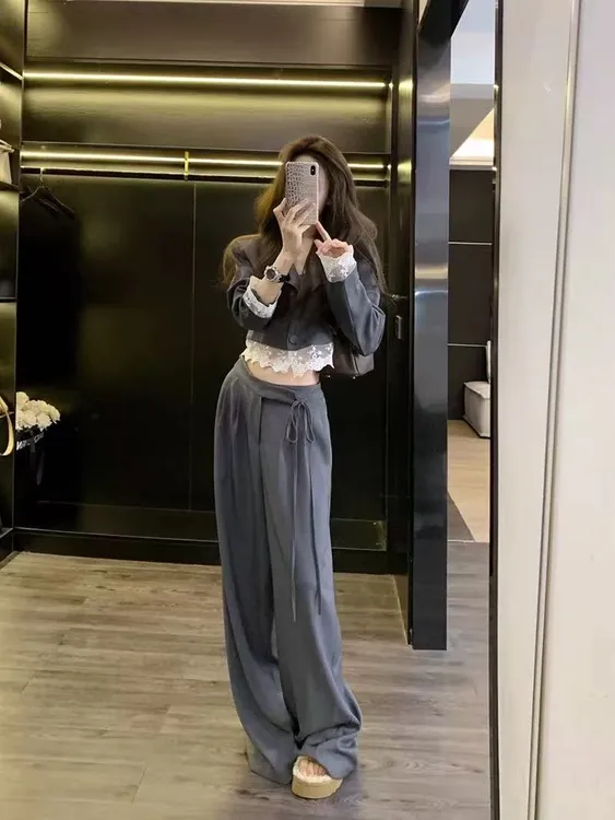 春夏2025穿搭一整套气质小香风高级感西装阔腿裤两件套装女