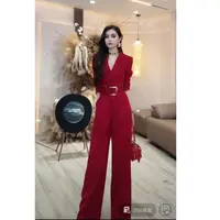 【YING FASHION】莹老板-时尚气质百搭腰带连体裤套装 8020581 1375