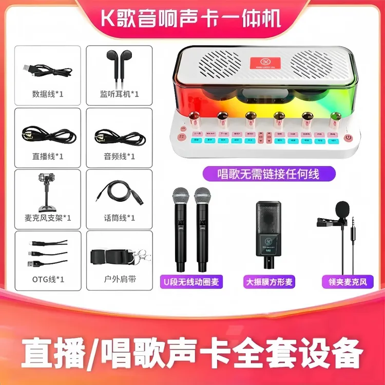金运C18直播唱歌声卡音响一体机K歌蓝牙音箱电脑手机通用唱歌设备