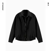GCCDUPE77『洛斯汀』niu系复古假两件时尚拼接夹克通勤休闲外套