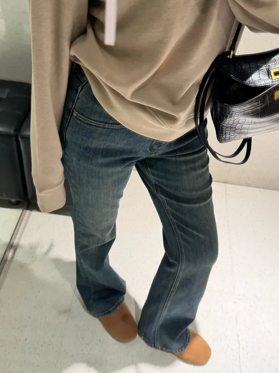 BIG WHITE REMADE“仙品裤”匹马棉奢感时尚加绒微喇阔腿裤D5L1067