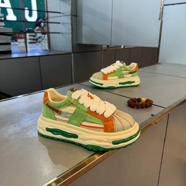 百搭网红韩版夏季时尚休闲鞋固特异拼色运动鞋厚底半粒面