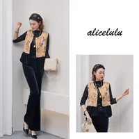 [alicelulu]新中式国风丝绒拼接圆领别致小众马甲S2144887U