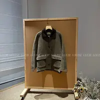 QK·“榛子棕毛”人字纹毛呢大衣复古灯芯绒领子LSS241309Y