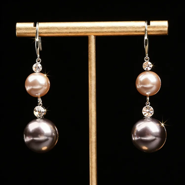 铜合金仿珍珠耳饰 日韩优雅耳环长款耳饰耳钩女紫色素款轻奢大气