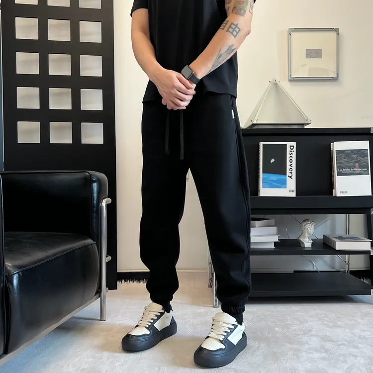 秋冬加绒美式纯色重磅卫裤百搭直筒裤男士高级感束脚休闲裤男潮