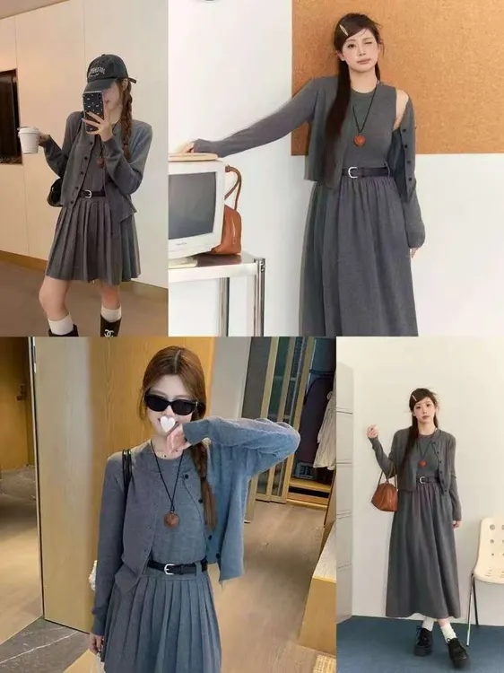 2025年早秋新款公主风外套+坎肩裙两件套9331