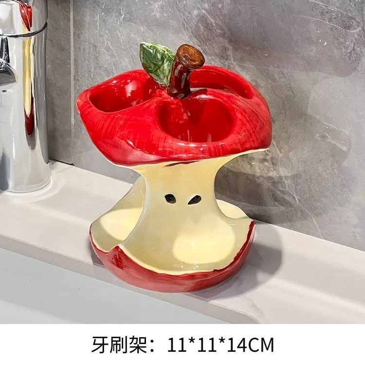 品高颜值苹果芯牙刷架陶瓷牙刷底座沥水卫生间洗漱台创意卫生间好