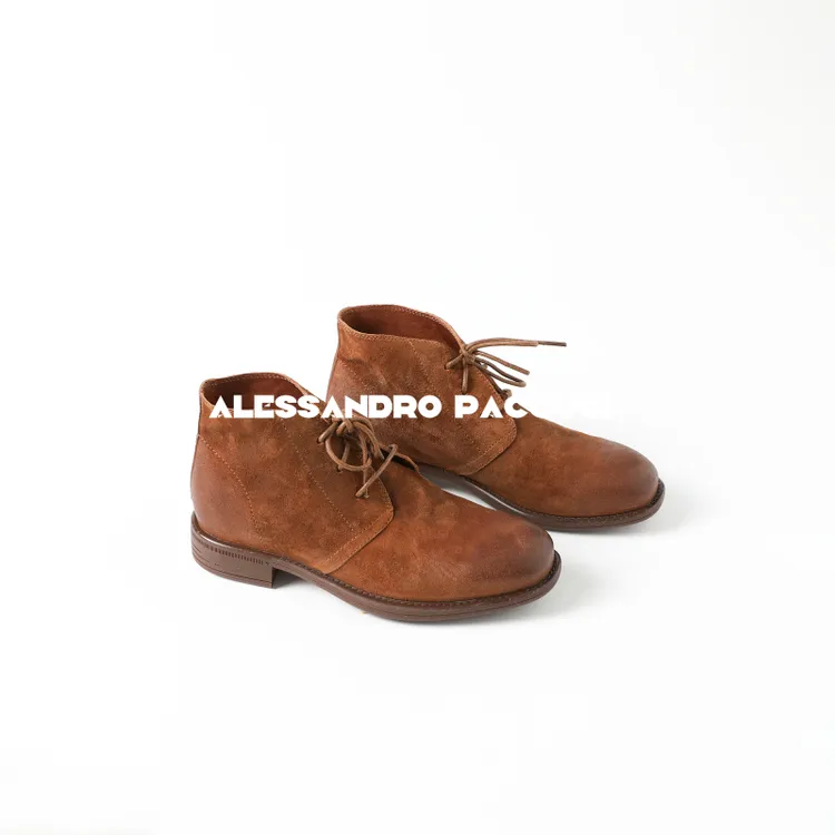 AP洛哥43237XM【寻录】水染牛反绒手工系带复古马丁靴时尚高帮鞋