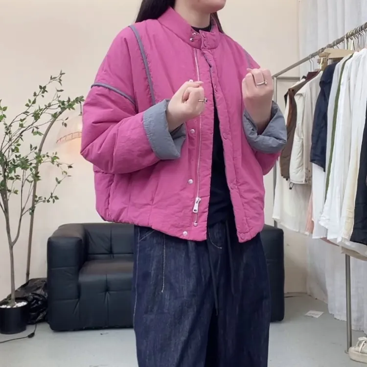 时尚韩版休闲保暖短款棉服2025秋冬新款宽松显瘦百搭立领棉衣外套