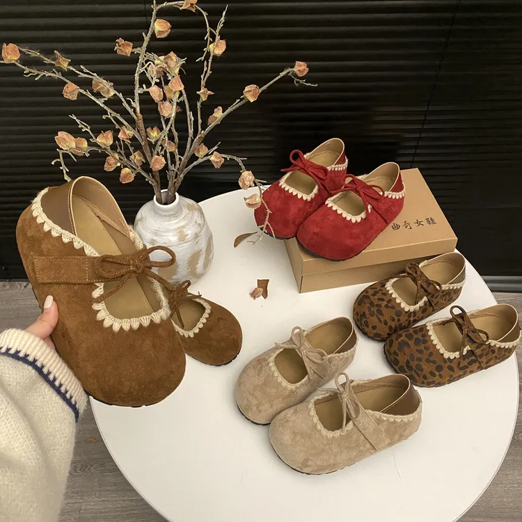 秋季新款刺绣百搭两穿时尚魔术贴蝴蝶结2025韩版厚底勃肯鞋包头拖