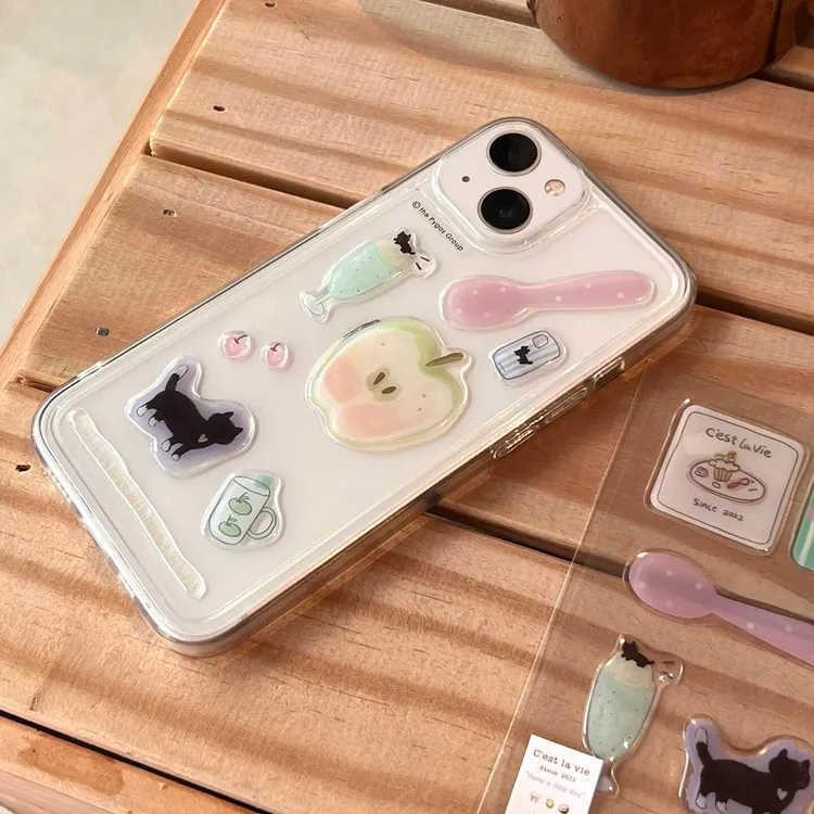 欧克里里青苹果DIY贴纸适用苹果16/17pro手机壳华为vivo小米oppo